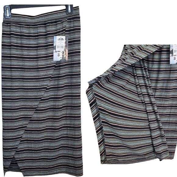 NEW Kavu Veda Striped Pencil Skirt Womens Size XS Wrap Midi Length Stretch Rayon - Picture 1 of 8